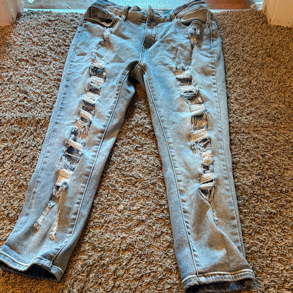 Distressed Gray Women's Jeans